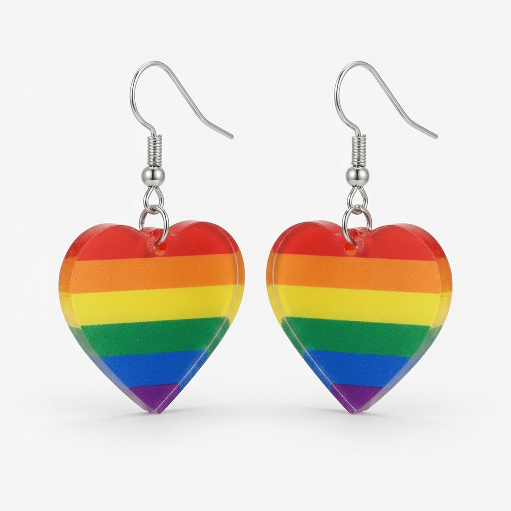Rainbow Heart Earrings – Playful Style with Acrylic Design