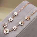 New Titanium Steel Brand Jewelry 7 Daisy Anklets for Women Rose Gold Color Fashion Prevent Allergy Summer Jewelry