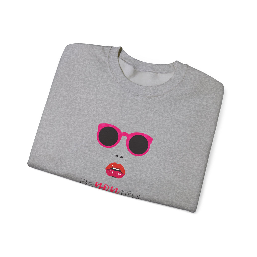 Crewneck Sweatshirt - "Be You, Kind" Pink Sunglasses & Lips Graphic