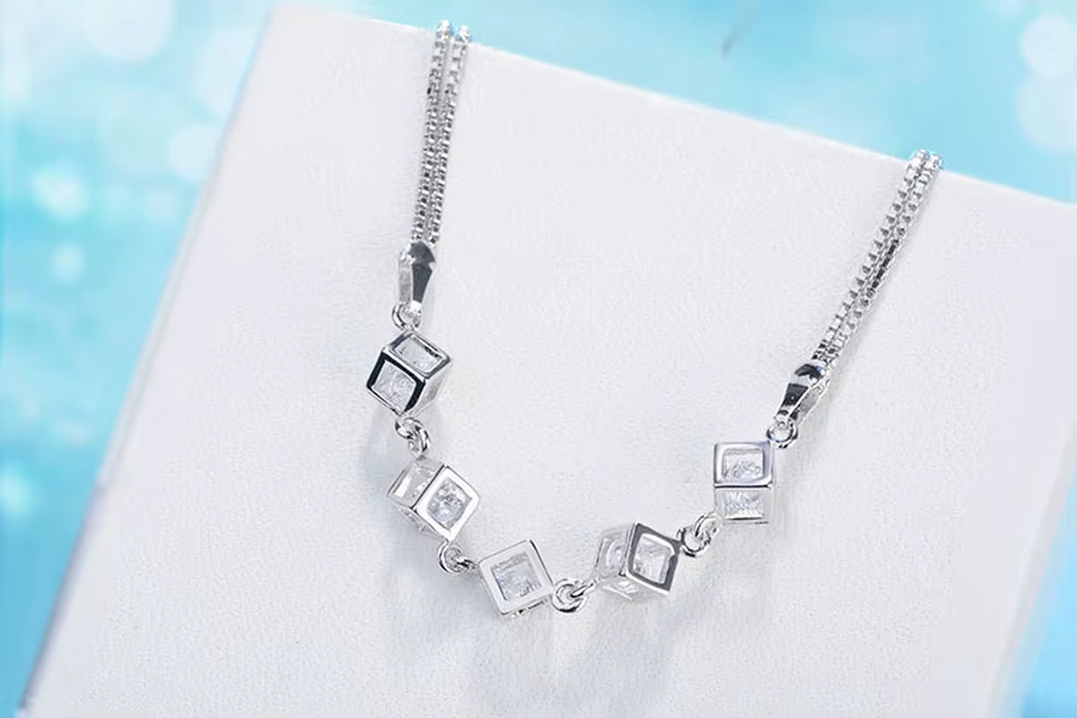 925 Silver Cube Box Bracelet – New Fashion for Women