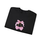 Pink Glitter Heart Cherries Crewneck Sweatshirt
