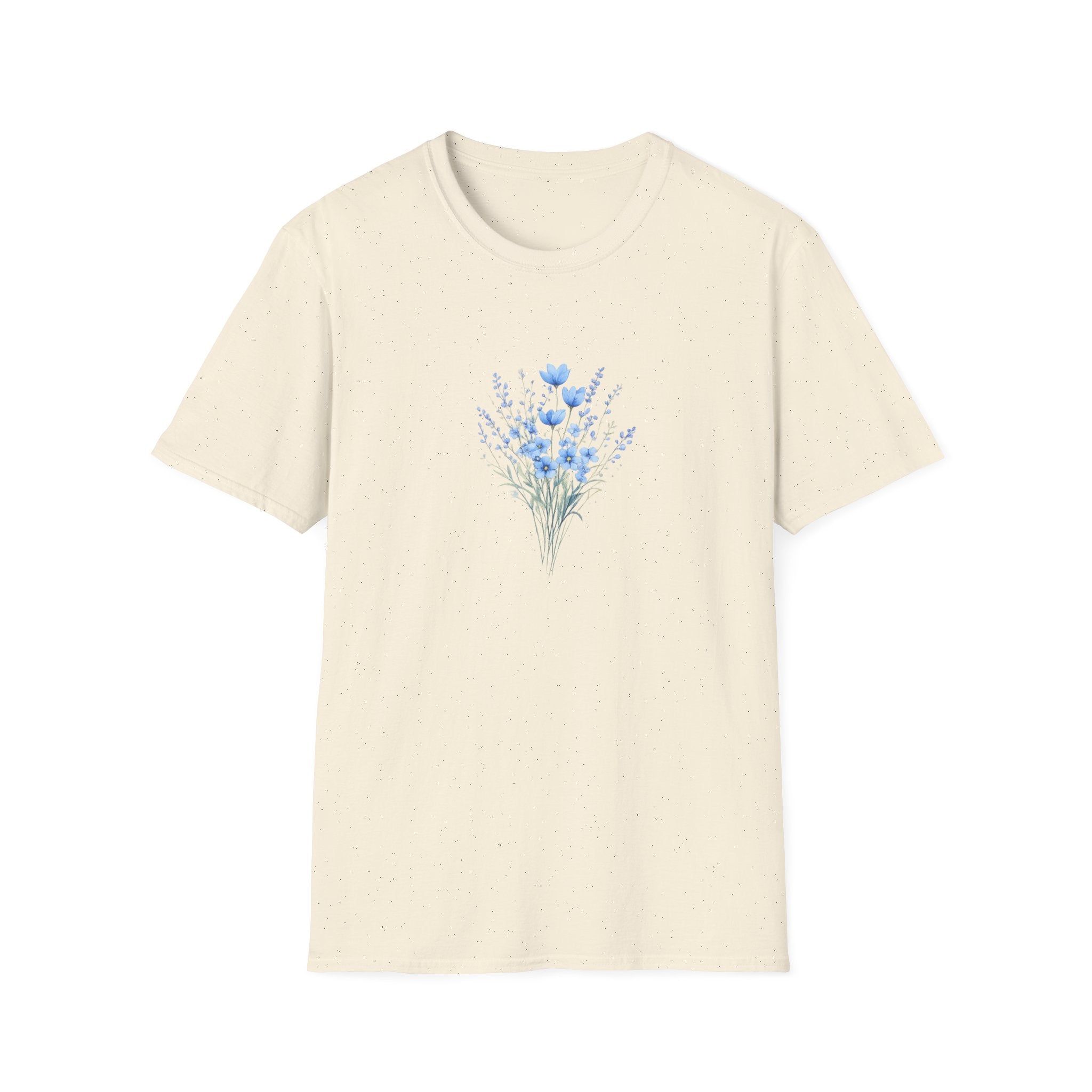 Floral Blue Bouquet T-Shirt — Delicate Watercolor Wildflower Tee