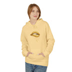 Gold Drip Lips Hoodie — Metallic Lip Art Pullover