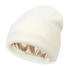 Silk Satin-Lined Winter Beanie - Warm Chunky Satin Head Cap for Men & Women