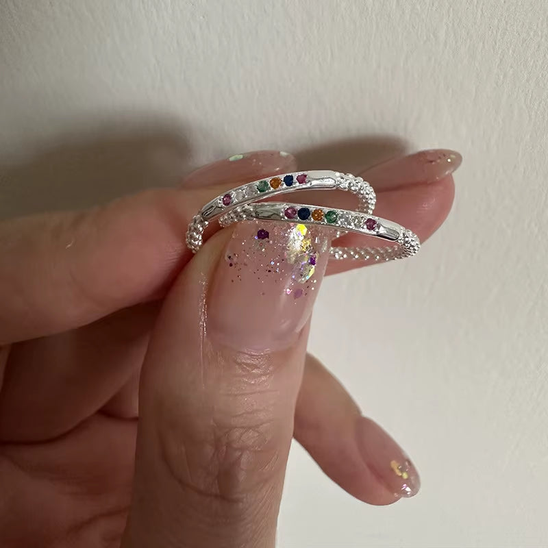 925 Silver Zircon Adjustable Ring Women Wedding Jewelry