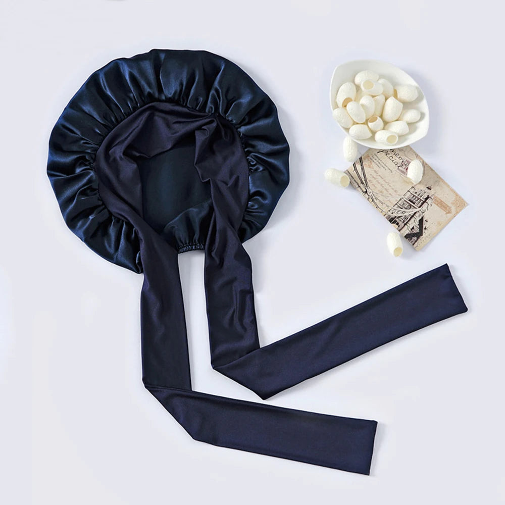 Mulberry Silk Sleeping Bonnet for Women, Large Sleep Cap