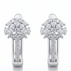 925 Sterling Silver Zircon Flower Earrings - Fine Jewelry Gift