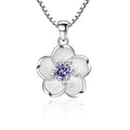 925 Sterling Silver Pink Purple Peach Blossom Necklaces for Women Luxury Designer Jewelry Accessories Wholesale Jewellery