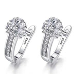 925 Sterling Silver Zircon Flower Earrings - Fine Jewelry Gift