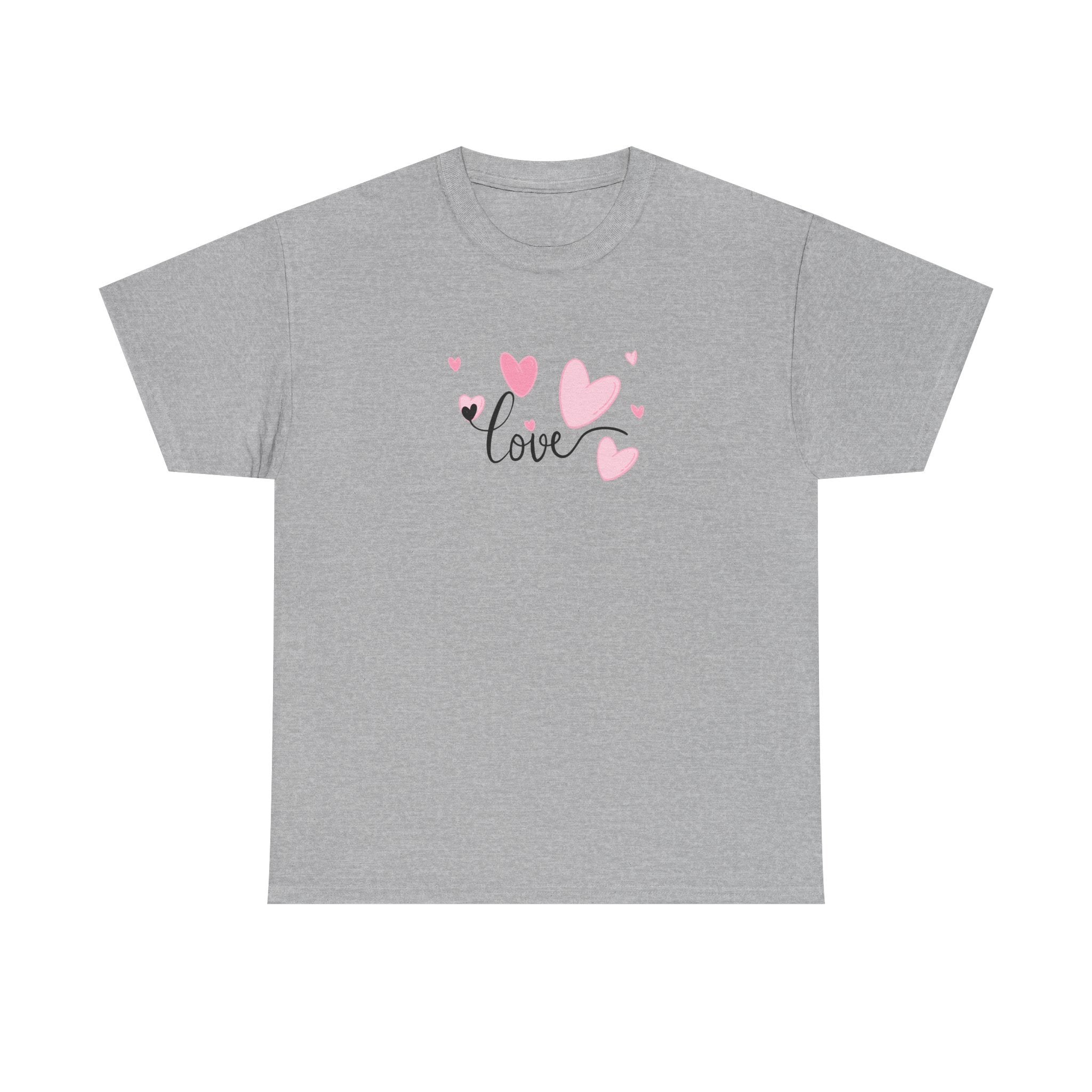 Love Hearts T-Shirt – Pink Heart Design with "love" Script