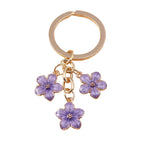 Cute Enamel Keychain Colorful Sakura Flower Key Ring Sweet Key Chains for Women Girls Handbag Accessories DIY Jewelry Gifts