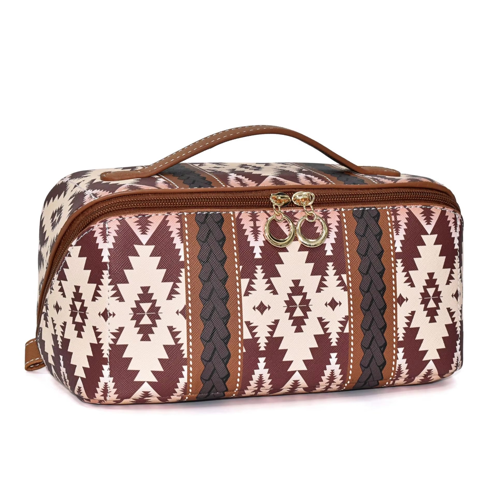 Large Waterproof Leather Luxury Makeup Bag with Zipper