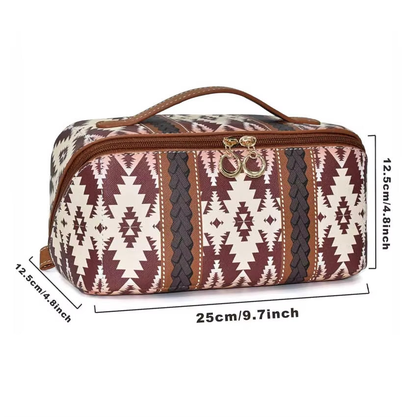 Large Waterproof Leather Luxury Makeup Bag with Zipper
