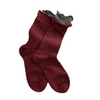 1/5Pairs Cotton Ruffles Ankle Socks Women Retro Cute Kawaii Korean Stocking Girls 2024 Autumn and Winter Red Middle Tube Sox