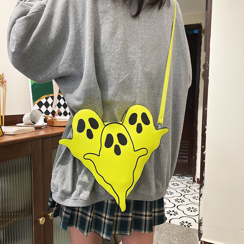 Halloween 3D Ghost Shoulder Bag – Cute PU Crossbody Cell Phone Purse