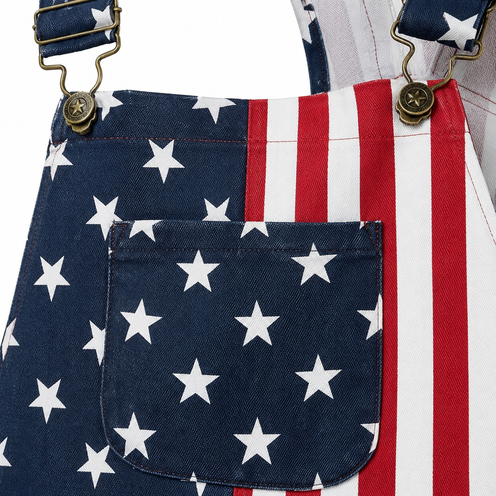 American Flag Short Overalls – Patriotic Summer Festival Romper
