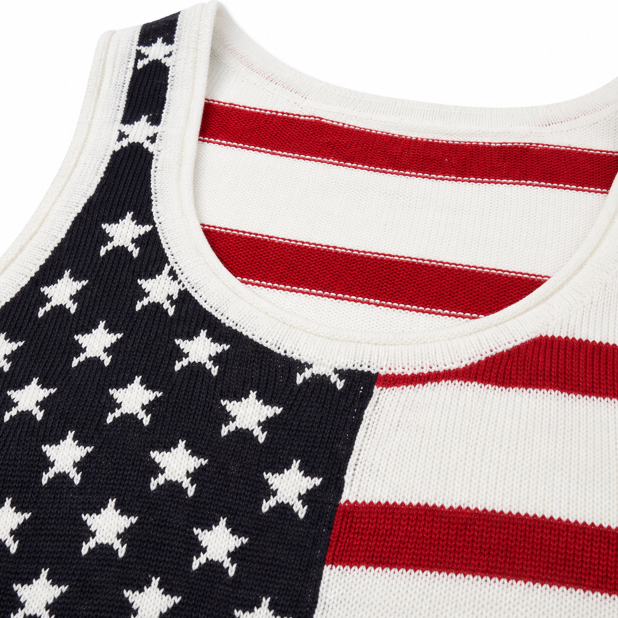 American Flag Crop Tank – Patriotic Style with Fringe Hem Knit