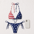 American Flag Bikini Set – Flattering Fit & Halter Tie Design
