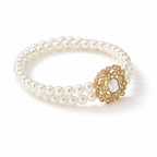 Pearl Layered Anklet – Double Chain Zircon Detail