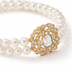 Pearl Layered Anklet – Double Chain Zircon Detail