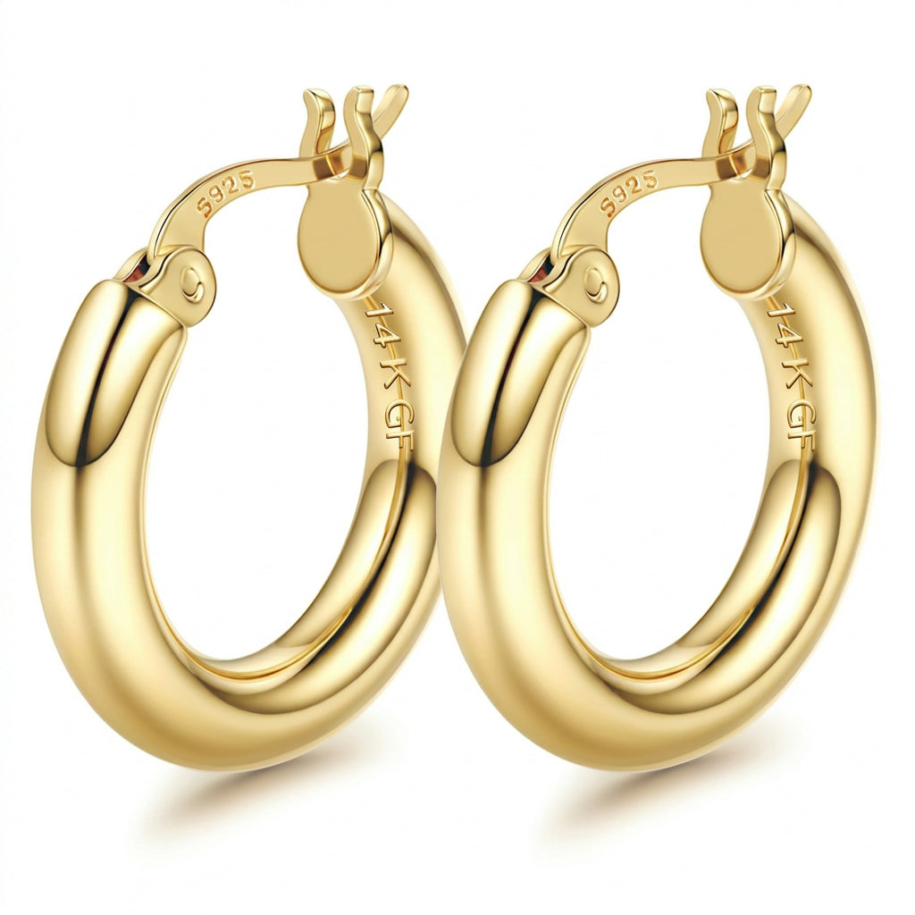 Chunky Hoop Earrings for Bold Style – 14K Gold Plated
