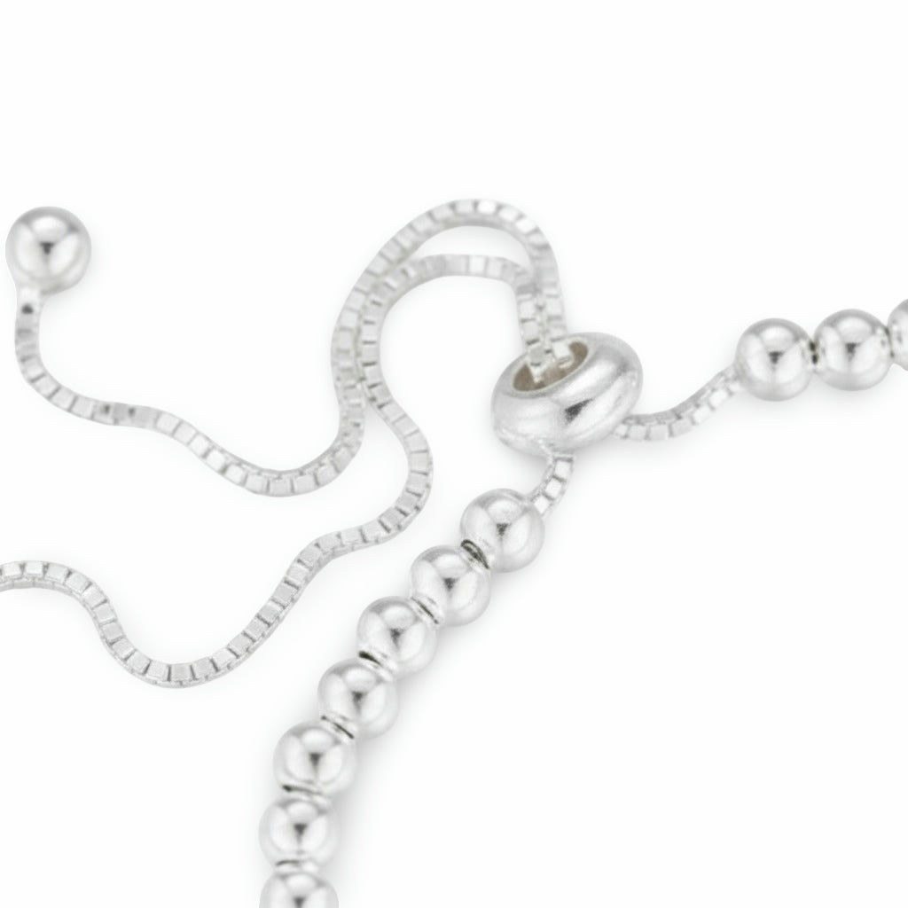 925 Sterling Silver Bracelet – Elegant Adjustable Beads