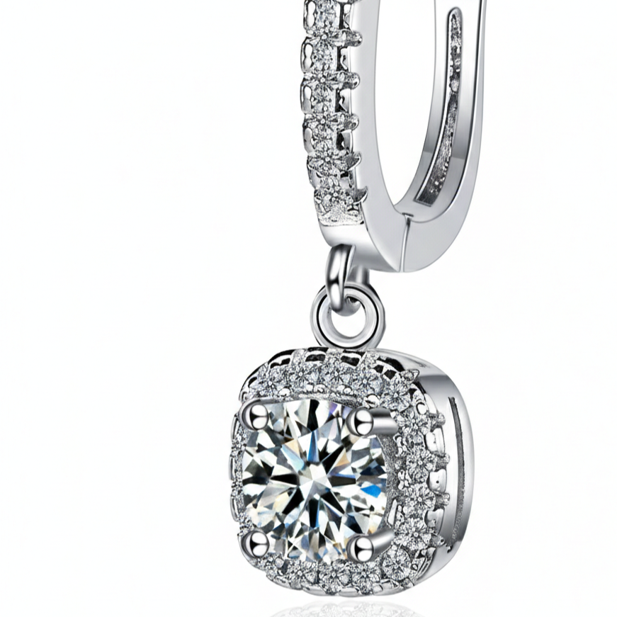 2CT Moissanite Huggie Hoop Earrings 925 Silver Dainty Jewelry