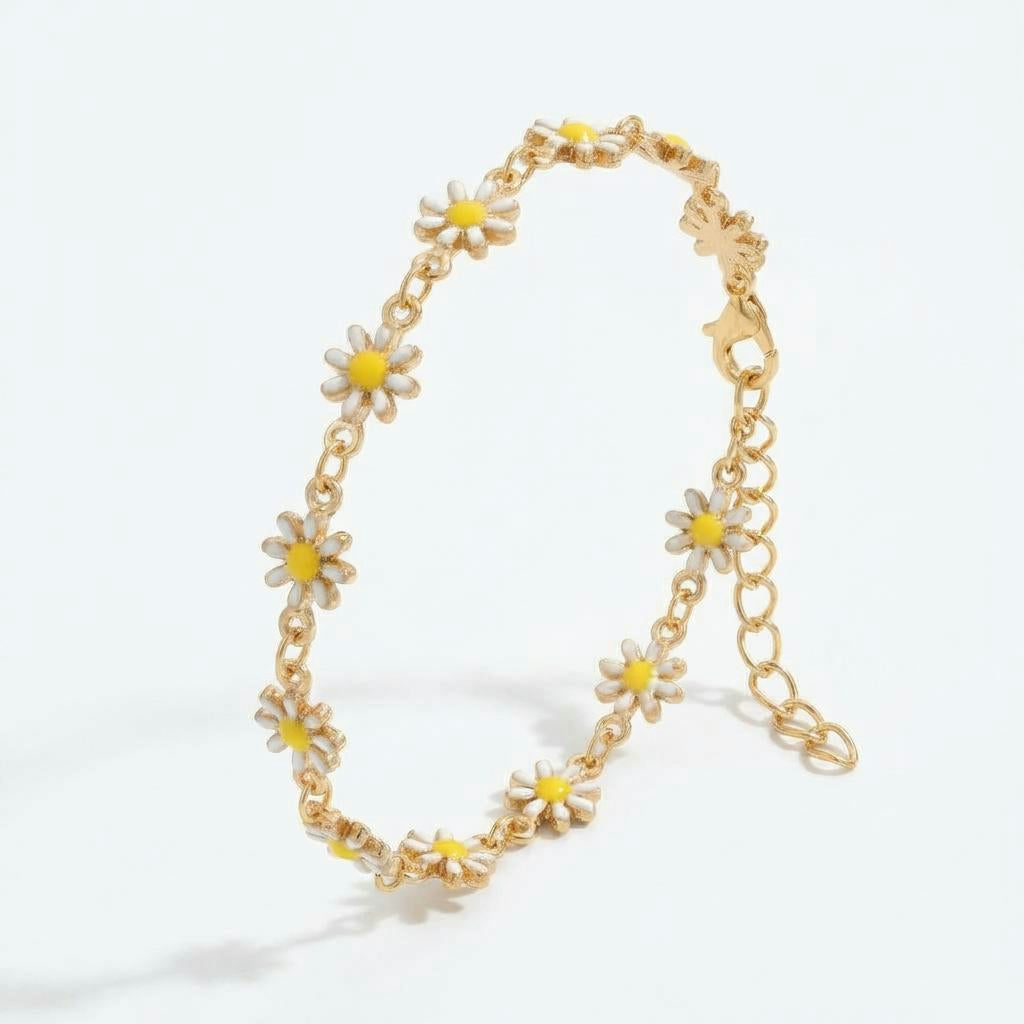 Daisy Chain Anklet – Chic Summer Glow in Enamel