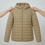 Lightweight Hooded Puffer Jacket – Warm Quilted Nylon Zip Coat
