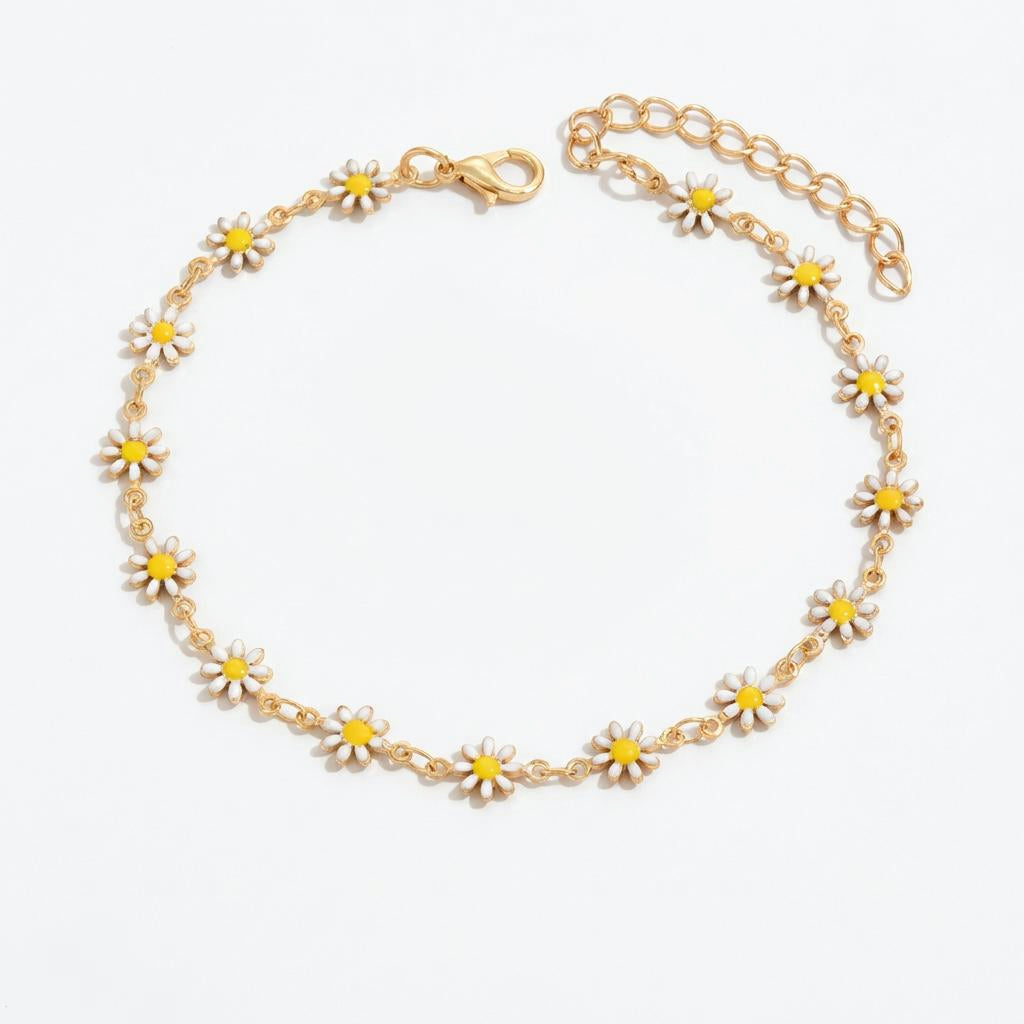 Daisy Chain Anklet – Chic Summer Glow in Enamel