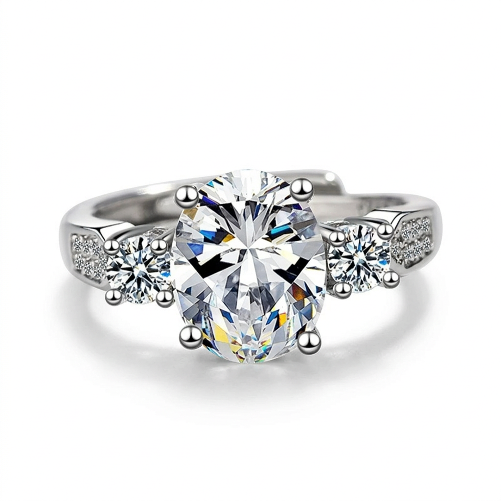Moissanite Silver Ring – Elegant Sparkle 925 Sterling Design