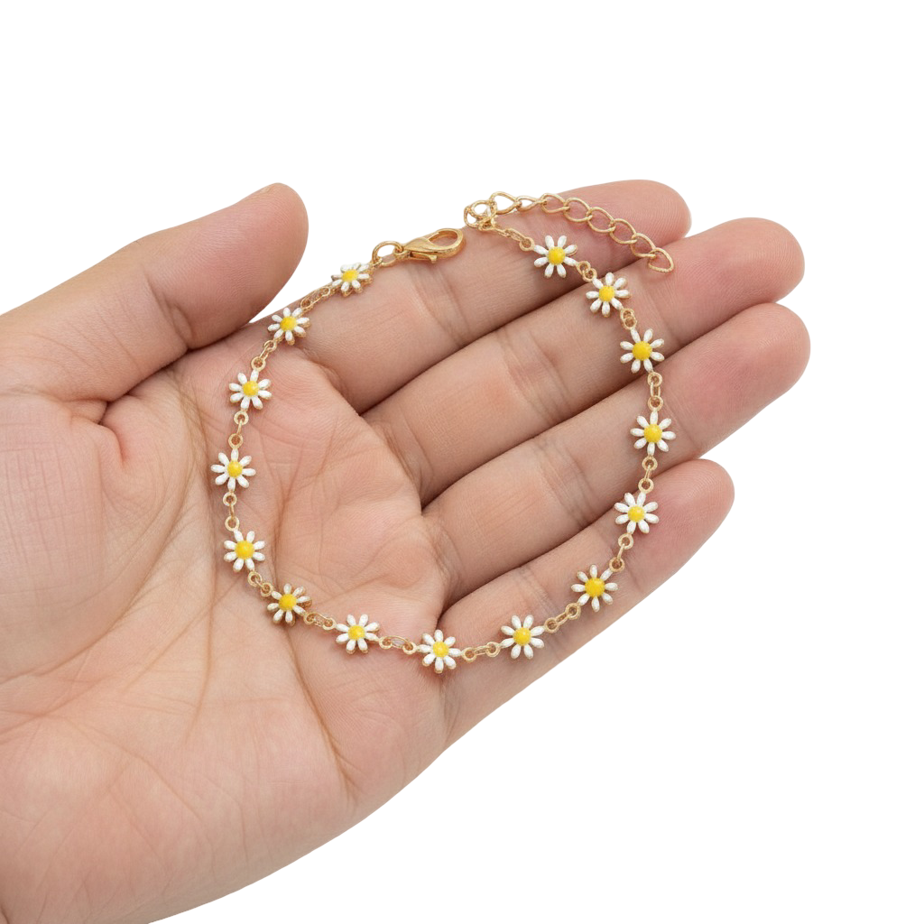 Daisy Chain Anklet – Chic Summer Glow in Enamel