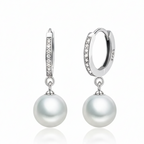 Freshwater Pearl 925 Silver Earrings Crystal