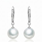 Freshwater Pearl 925 Silver Earrings Crystal