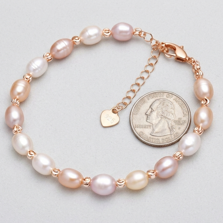 Freshwater Pearl Bracelet – Adjustable Rice Bead Elegance