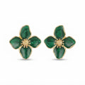 Green Flower Earrings – Vintage Charm & Drip Glaze Finish