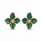 Green Flower Earrings – Vintage Charm & Drip Glaze Finish