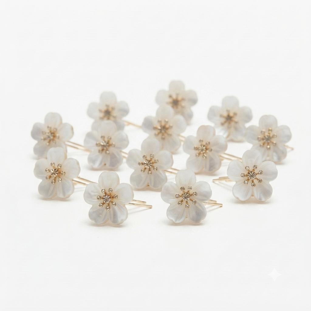 Flower Hair Rings – Elegant Braided Style with Rhinestone Accents