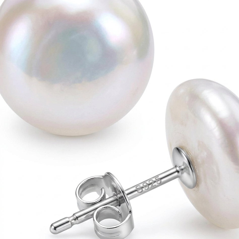 Freshwater Pearl Stud Earrings – 925 Sterling Silver