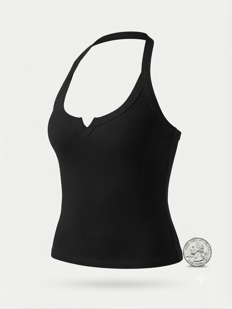 Ribbed Halter Crop Top – Flattering Fit with Soft Stretch Fabric