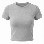 Basic Crop Top – Flattering Slim Fit Crewneck Tee