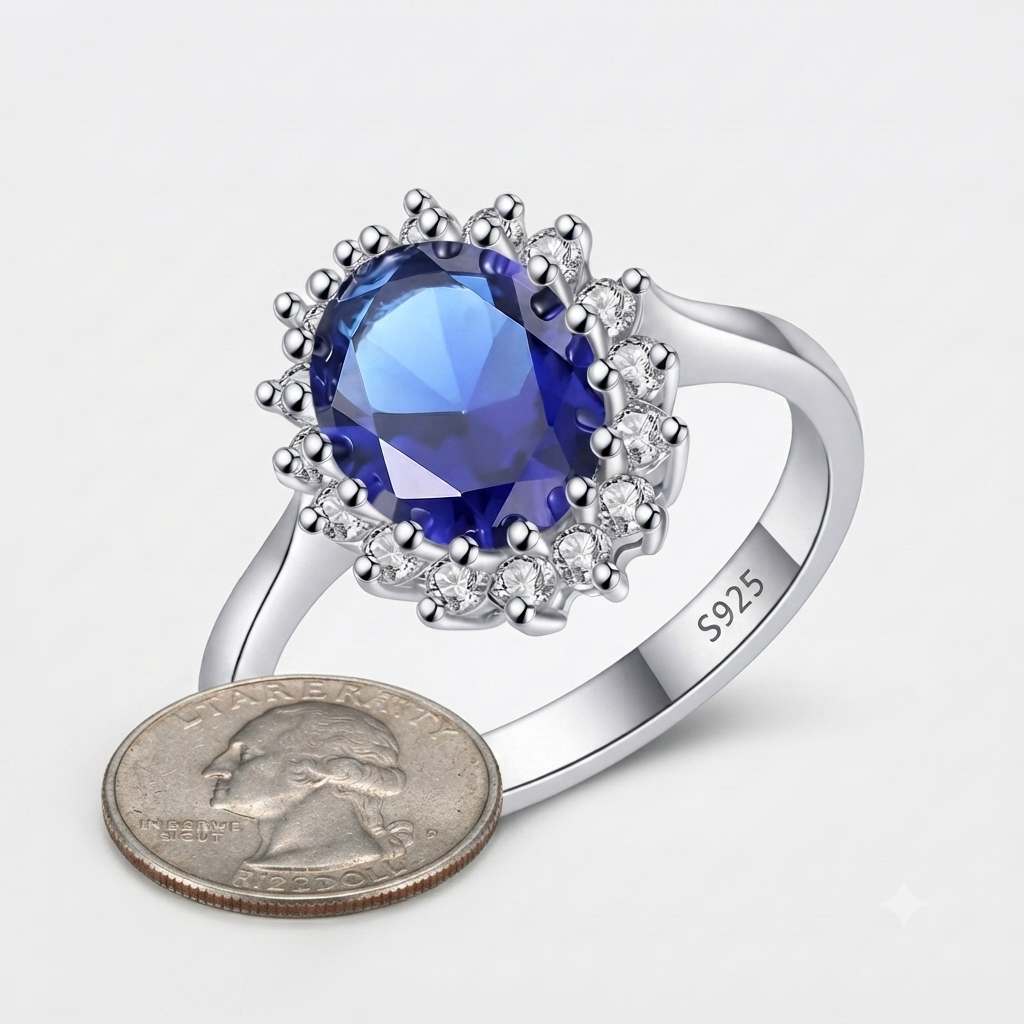 Blue Sapphire Ring – Elegant Sparkle in 925 Sterling Silver