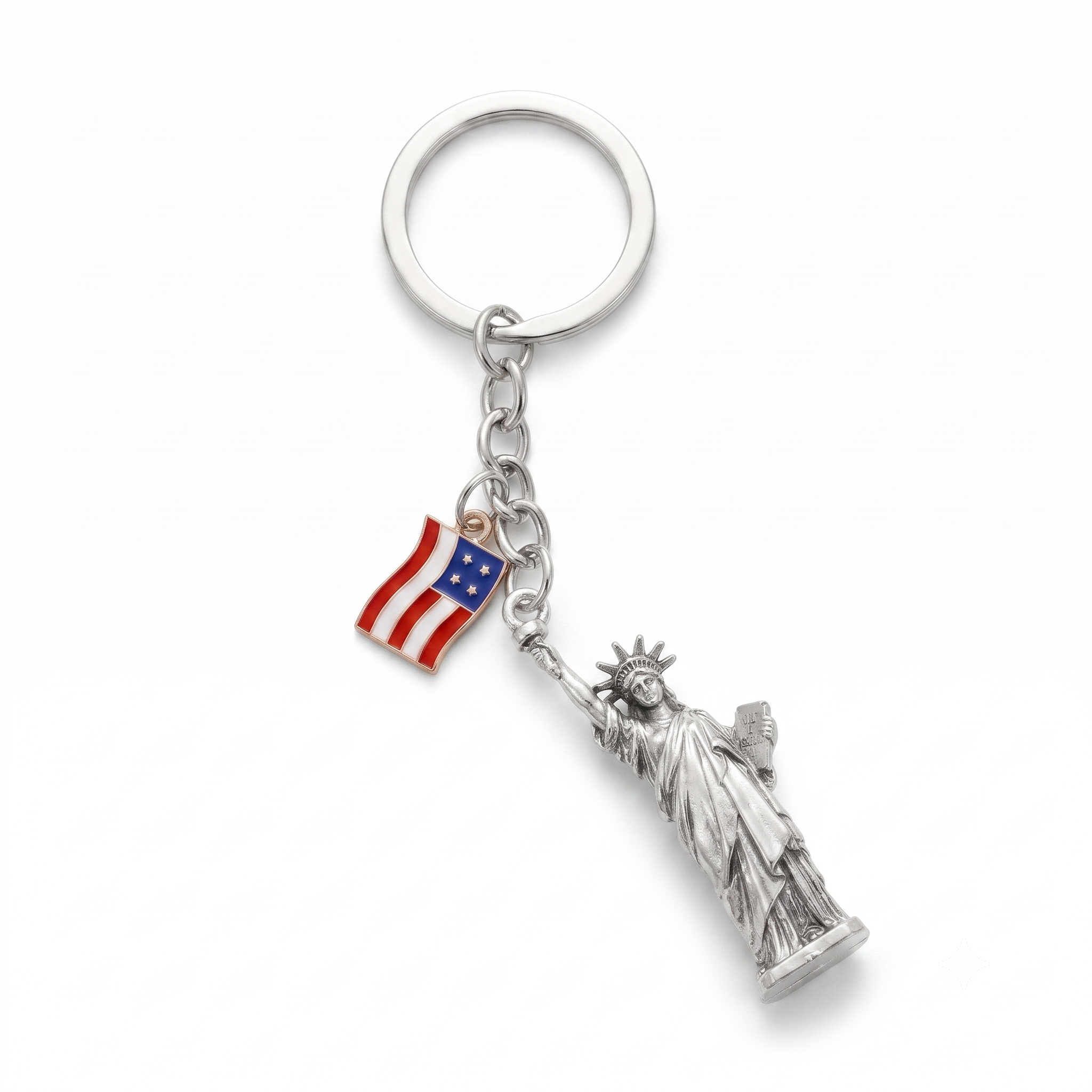USA Flag Keychain – Patriotic Bag Charm Metal Alloy Pendant