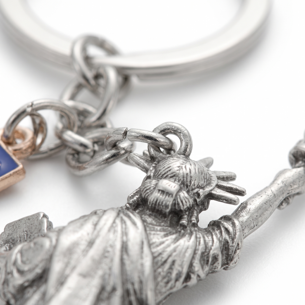 USA Flag Keychain – Patriotic Bag Charm Metal Alloy Pendant