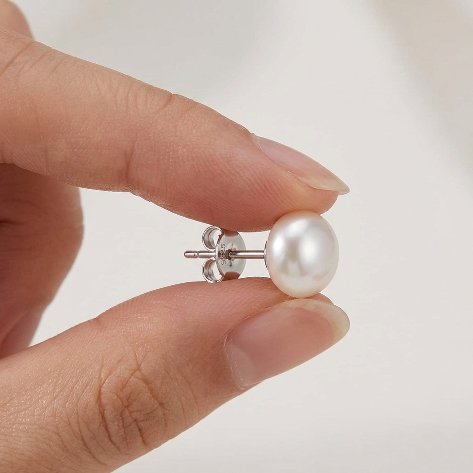 Freshwater Pearl Stud Earrings – 925 Sterling Silver