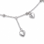 Sterling Silver Tassel Anklet – Elegant Heart Chain Accent