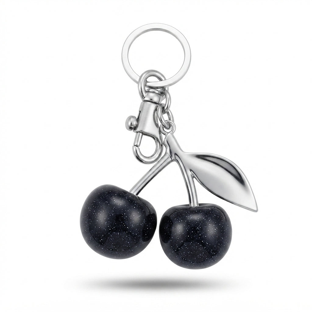 Cherry Bag Charm – Playful Crystal Cherry Pendant Accessory