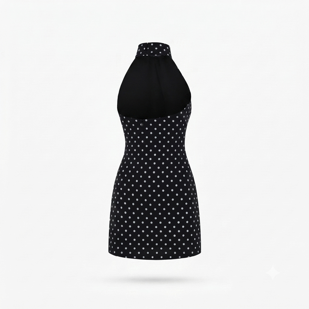 Polka Dot Halter Mini Dress – Flattering Fit with Soft Stretch Fabric