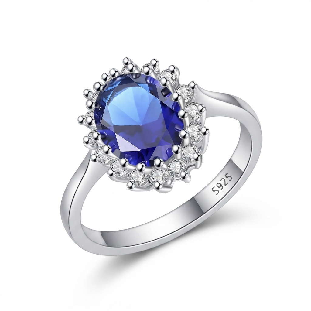 Blue Sapphire Ring – Elegant Sparkle in 925 Sterling Silver