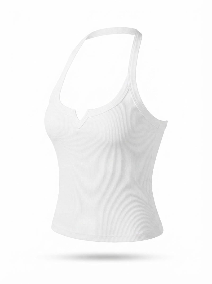 Ribbed Halter Crop Top – Flattering Fit with Soft Stretch Fabric